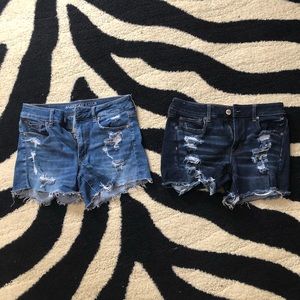 2 pairs of American Eagle hi rise jean shorts